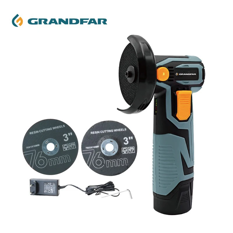 GRANDFAR Electric cordless angle grinder 12V 19500RPM 3inch 75mm High performance brushless battery powered angle grinder