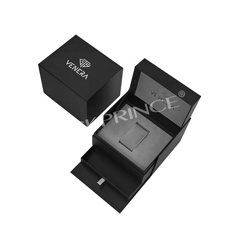 Роскошные Пользовательские черный упаковка сплошной бумаги картона для мужчин, один отворот, luxueuze Подарочная коробка Наручные часы коробки чехол в большей части для ремонта часов