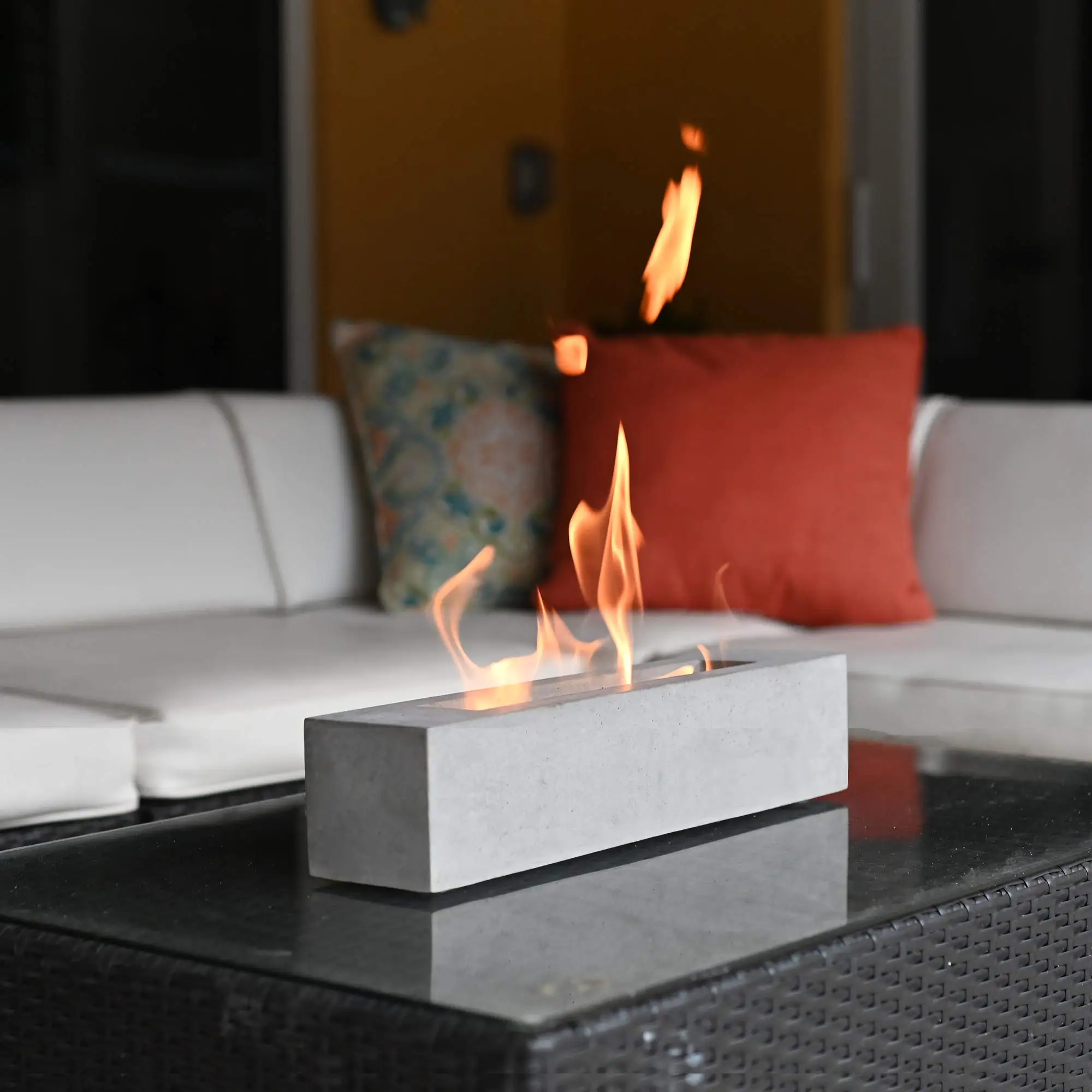 Rectangular Tabletop Rubbing Alcohol Fireplace Indoor Outdoor Fire Pit Portable Fire Concrete Bowl Pot Fireplace