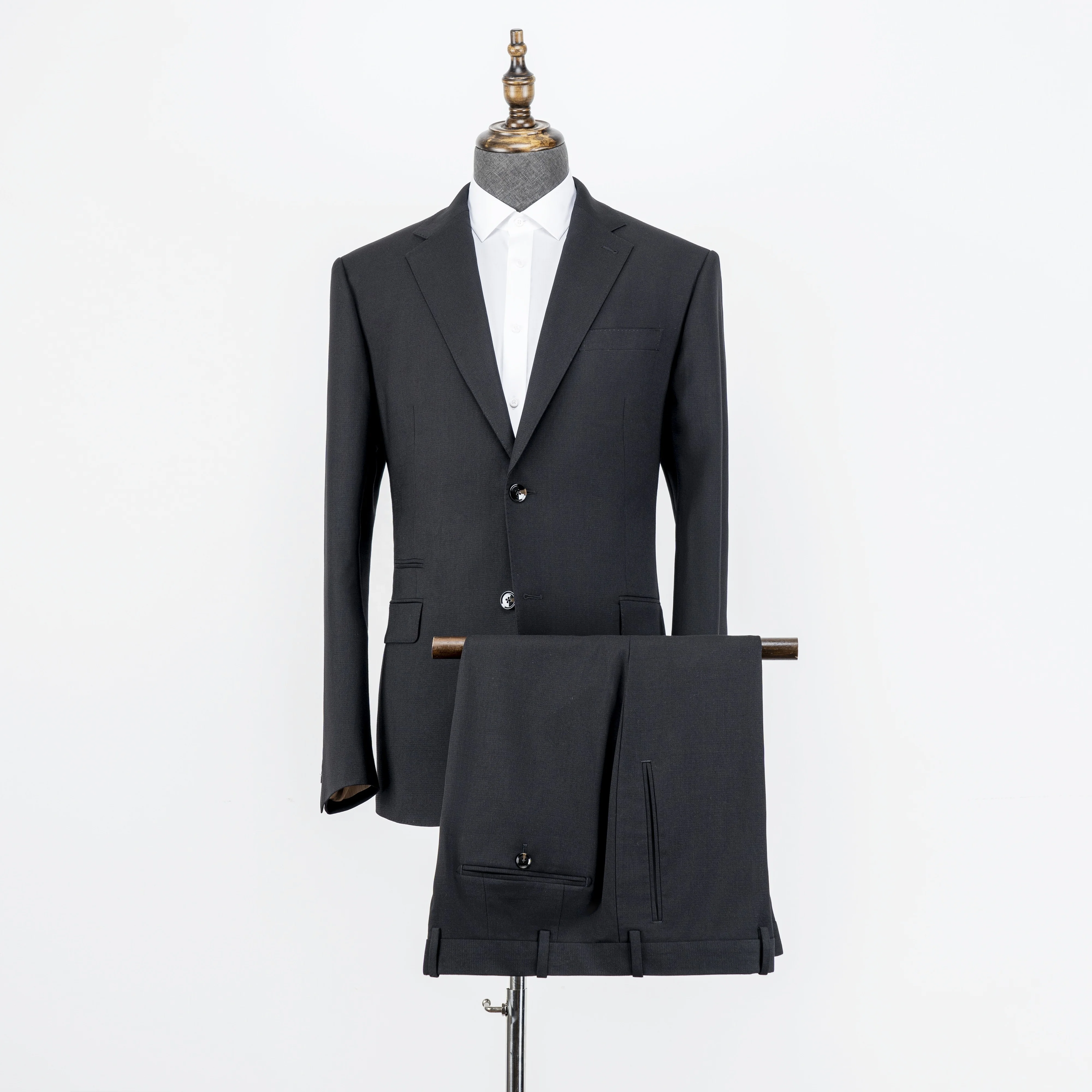 Wholesale Custom Men Suit Business made to measure 50% Wool Suit Black Navy Solid Suits For Men