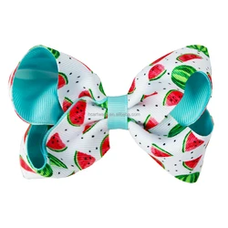 Новинка, летняя бутиковая лента для волос с принтом арбуза и фруктов, милые заколки для волос для девочек, милый бант для волос для детей, детей и подростков