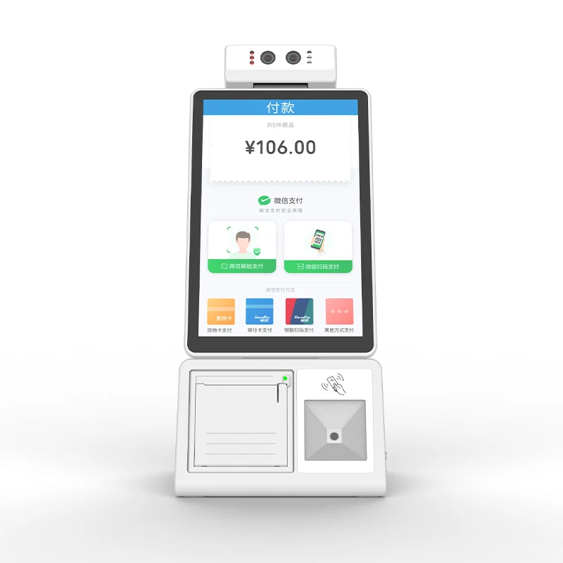 Hot Sale Restaurant Desktop 10.1inch Self Payment Machine thermal printer NFC reader code scanner facial payment all in one