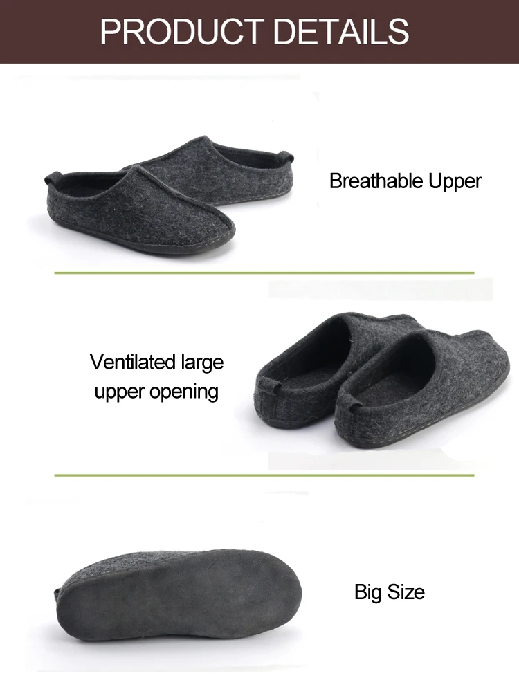 Мужские удобные дышащие зимние теплые домашние тапочки со съемной стелькой из смешанной шерсти; Домашние фетровые тапочки для мужчин