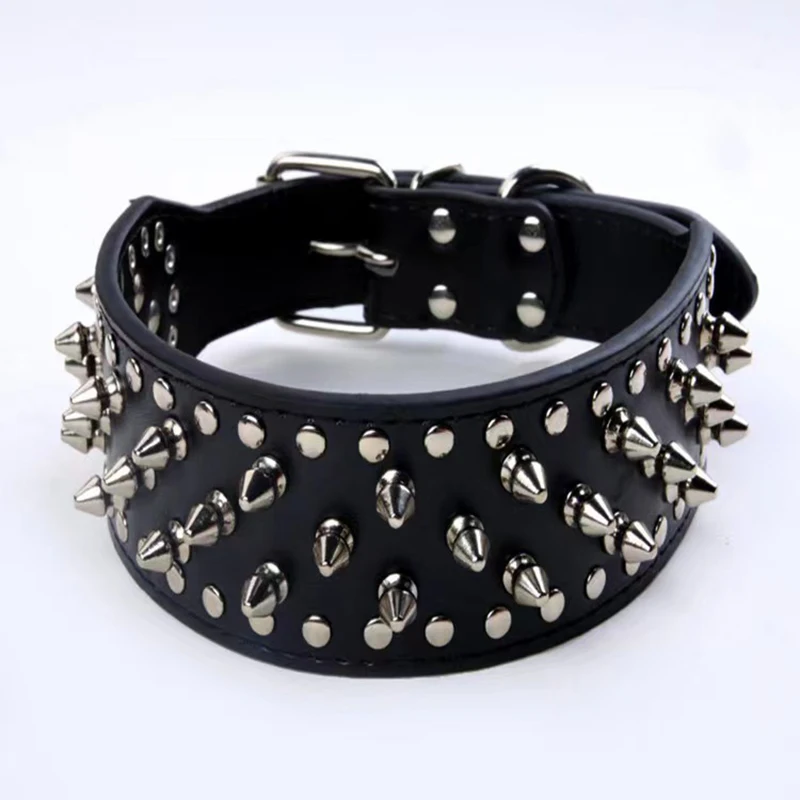 Custom Studded Pad Spikes PU Leather Rivet Dog Collars for Big Large Dogs