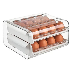 Kitchen refrigerator plastic stackable organizer egg storage box