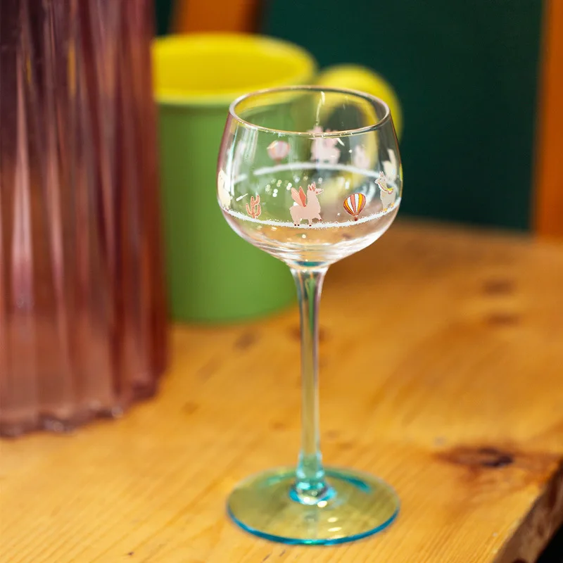 Factory wholesale Alsace Little foreigner design tall goblet wine glass champagne cup for home and bar usage