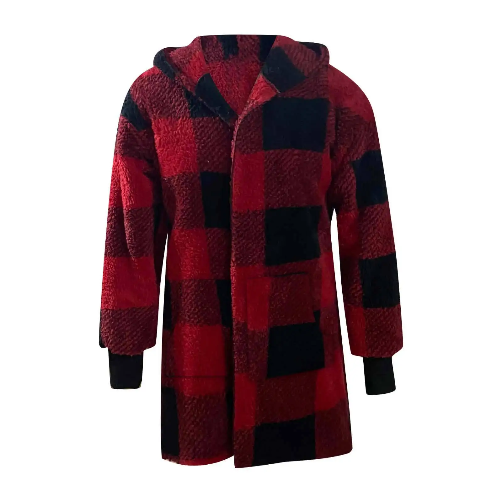 New cross border hooded plaid fleece coat for autumn and winter