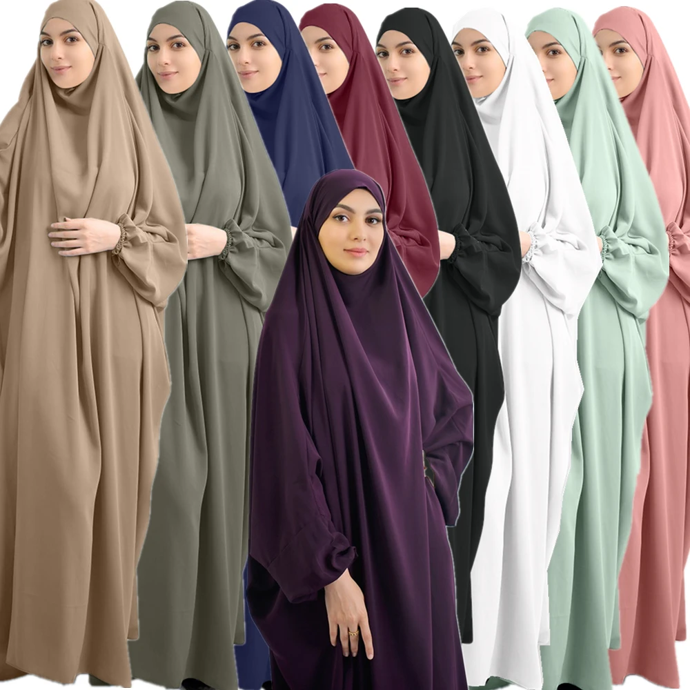 Factory Hot Sales Modern Design Islamic Maxi Long Jilbab Muslim Ramadan Abaya W/ Hijab Women Prayer Dress With Hijab