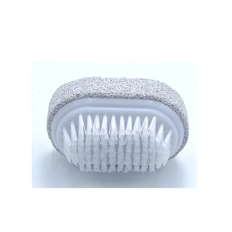 Wholesale 2-in-1 Foot Care Plastic Pumice Stone Dust Clean Foot File Nail Pedicure Tools Cleaning Brush Brush Foot Skin File