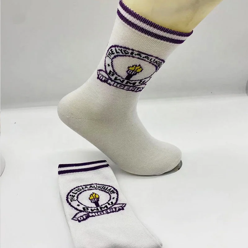Wholesale Factory Manufacturer Custom Logo Crew Cotton Socks Nigeria School Student Kids Socks For Boys And Girls