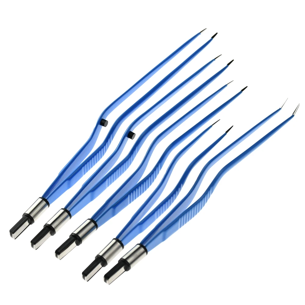 Reusable IEC Blue Bipolar Forceps Tweezers Curved for Electrosurgical unit electrosurgery electrode surgical instruments