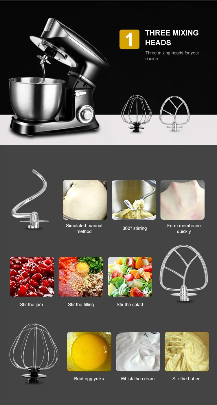 New Arrival Heavy Duty, 6 speed powerful Planetary Cake Dough Mixer Stainless Steel Electric Food Mixer/