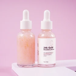 Facial Skincare Anti Aging Wrinkle Skin Care Dark Spot Whitening 24K Gold Strawberry Face Serum