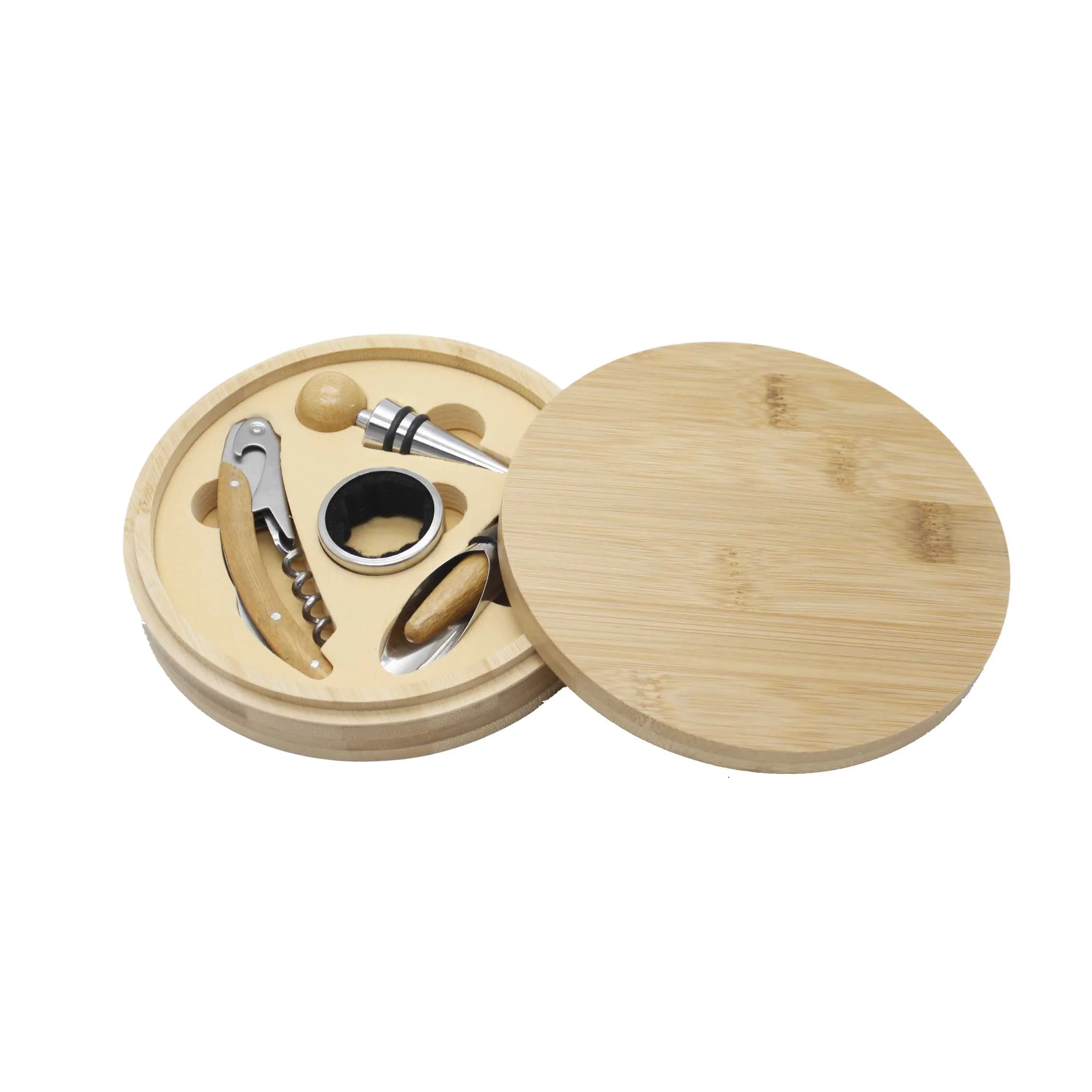Fathers Day Gift Wine Bottle Opener Set Novelty Bar Ware Wine Accessories Bar Tools in bamboo case