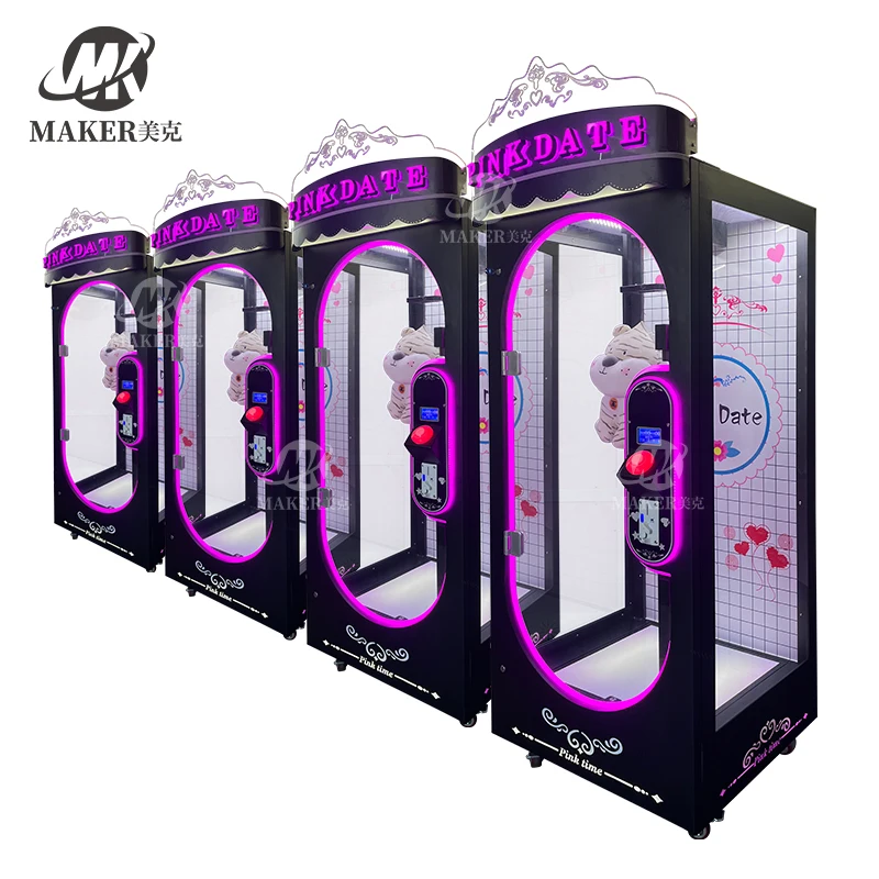 Indoor Pink Date Doll Aluminum Rail Scissors Prize Vending Coin Operated Skill Arcade Game Machines Cut 2 Win Prize Machine
