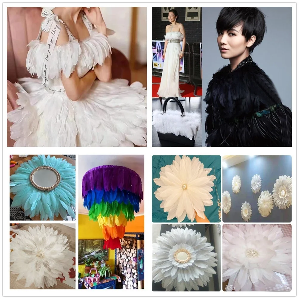 Selling Fashionable plumage fringe trim wholesale White Goose Feather Trimming