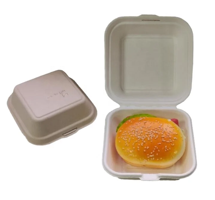 Disposable Environmentally Hamburger Box Degradable Sugarcane Pulp Takeaway Lunch Box Biodegradable bagasse container