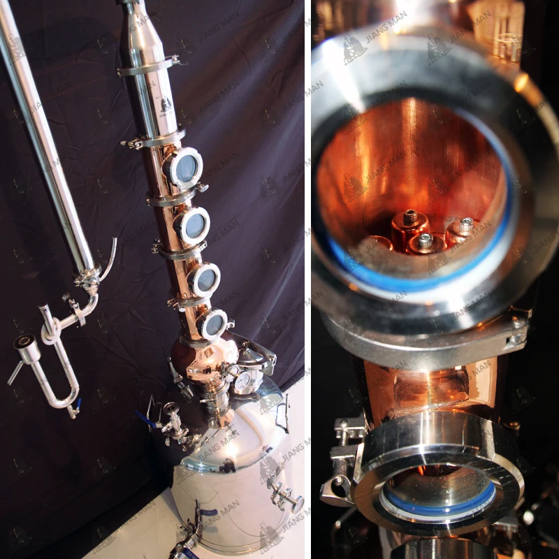 150l home alcohol distiller 6 plates 4' copper bubble plate column 96% alcohol