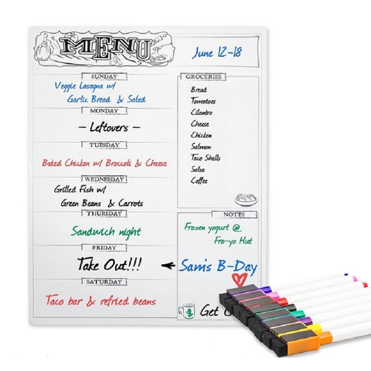 eco custom soft colorful magnetic chore chart for kids with marker dry erase