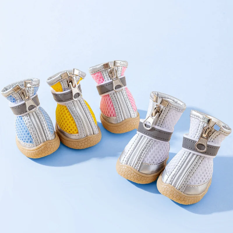 Dog Boots for Dogs Non-Slip, 4Pcs Waterproof Dog Booties for Outdoor, Spring Summer Breathable Dog Shoes for Small Dog