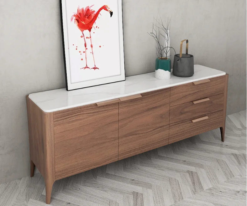 
light and luxury solid wood frame sideboard cabinet for dining room 