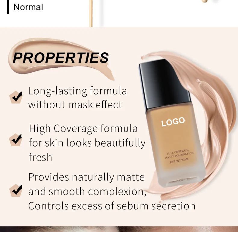 Hot Sale Makeup 18 Colors Foundation with Spf Full Coverage Private Label Foundation Matte Waterproof Foundation Liquid