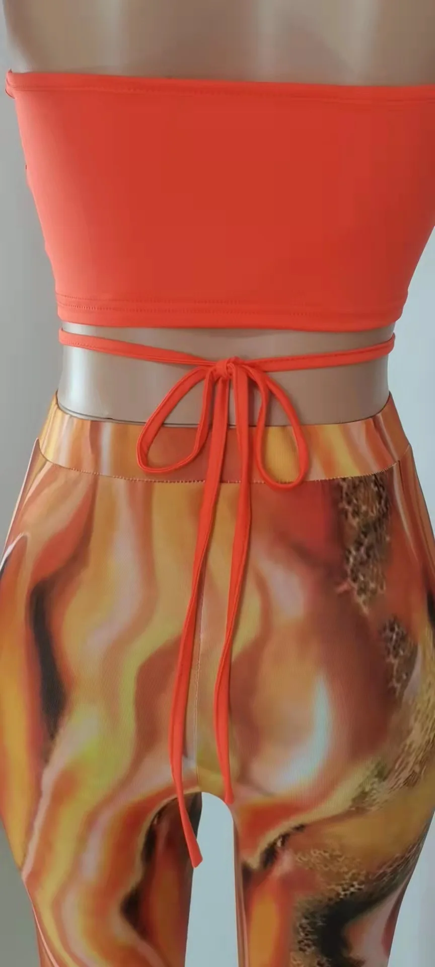 Latest Two Piece Set Cross Halter Sexy Wrap Top Lace Up Outfits Women Club Dresses 2 Piece Pants Set For Women Sexy