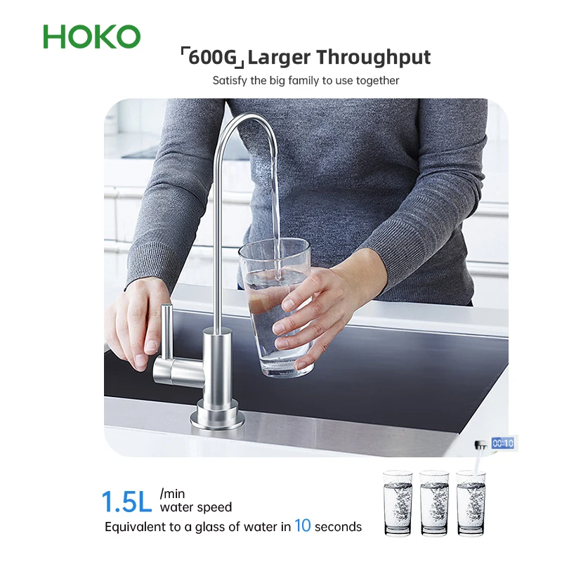 Under Sink Reverse Osmosis Top Tier Post Carbon Water Filter 600 GPD  RO System 5 Stage With Water Tank and Faucet
