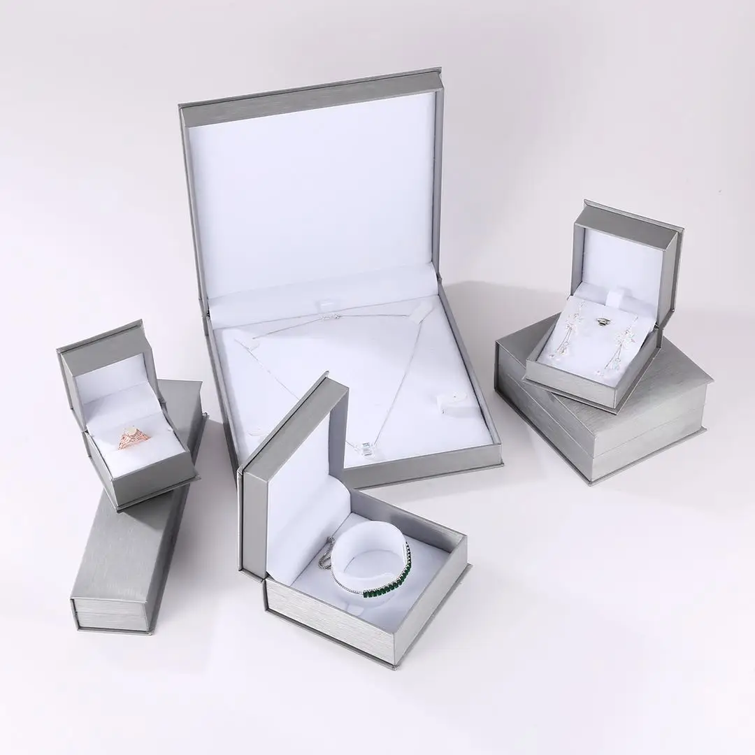 
XUNBEI High-end silver brushed jewelry packaging box set box jewelry gift box 