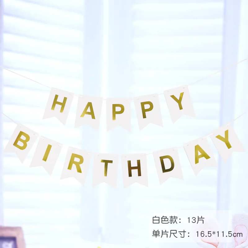 Wholesale Birthday Bunting Flag Hot Stamping Fish Tail Happy Birthday Flag Decoration Banner Birthday Party Decoration Supplies