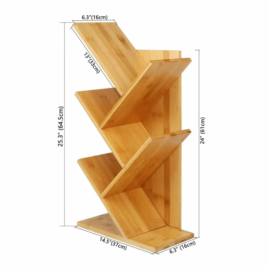 Factory Custom Standing Type Bamboo Bookshelf Tree Shape Movable Desktop Organizer for Bedroom