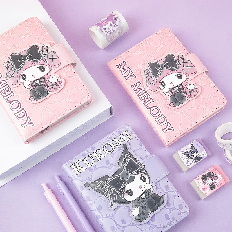 kawaii Anime Diary Journal A6 Book Students My Melody Kuromi Hardcover Paper With Pen Mini Kids Gift Set Notebook Handbook