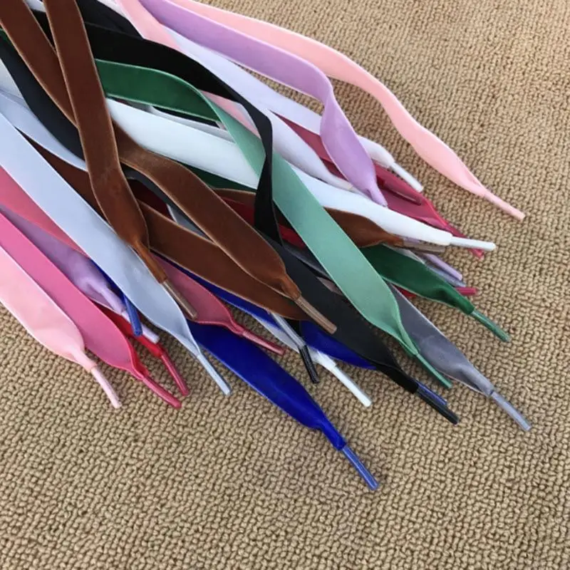 50-200cm Width Velvet Surface Shoelaces Women Men Black White Blue Colorful Leather Sports Casual Shoes Laces