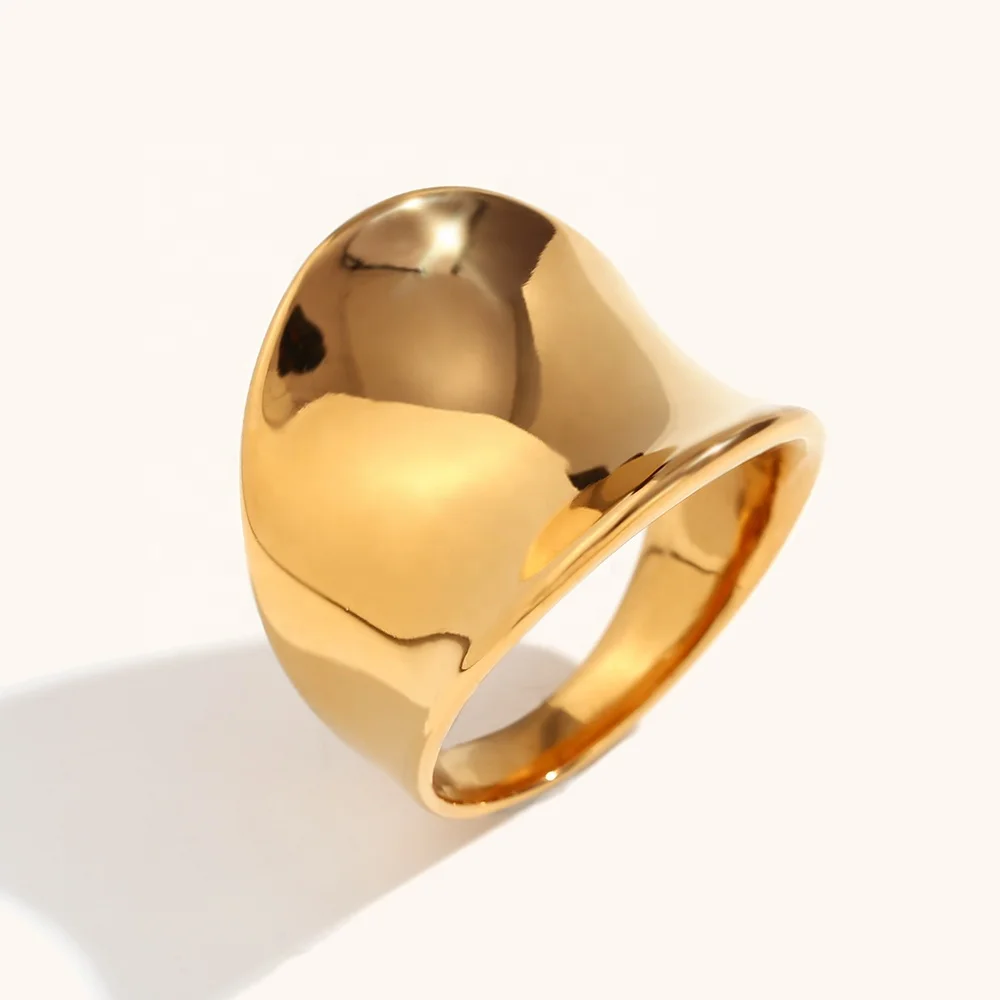 Dingran преувеличенные массивные позолоченные кольца 18K PVD Глянцевые Кольца эффектные модные кольца-печатки