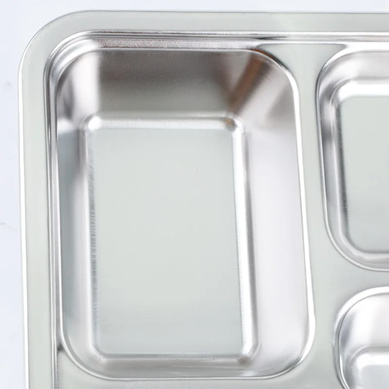 Restaurant School Canteen Divided Tray Metal Food Container 5 Compartment 304 Stainless Steel Dinner Plate
