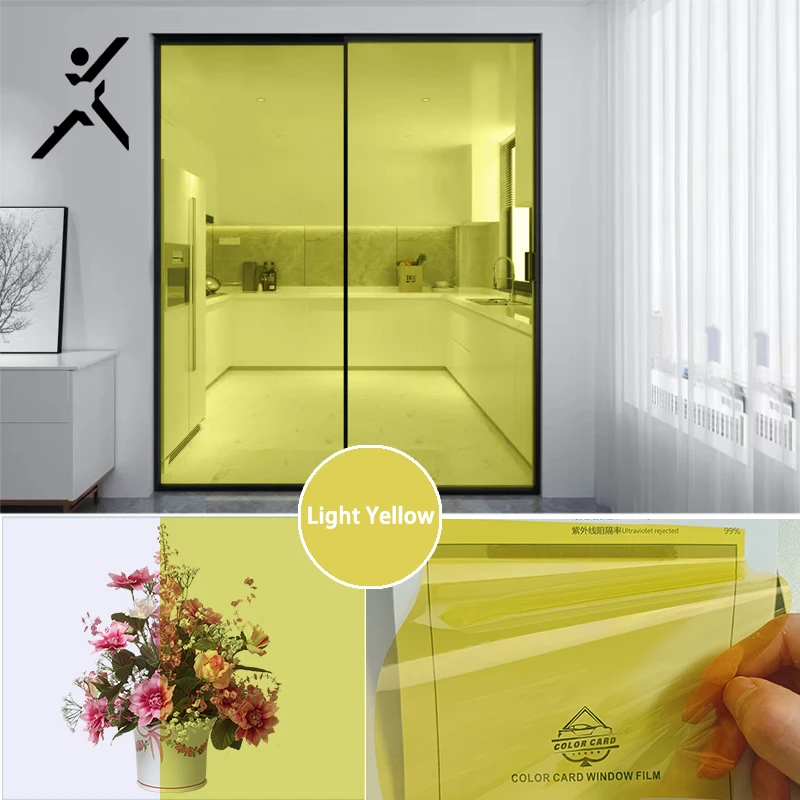 1.52x30M Colored Light Yellow Mall Glass Building Decorative Security Window Protection Tinted Film