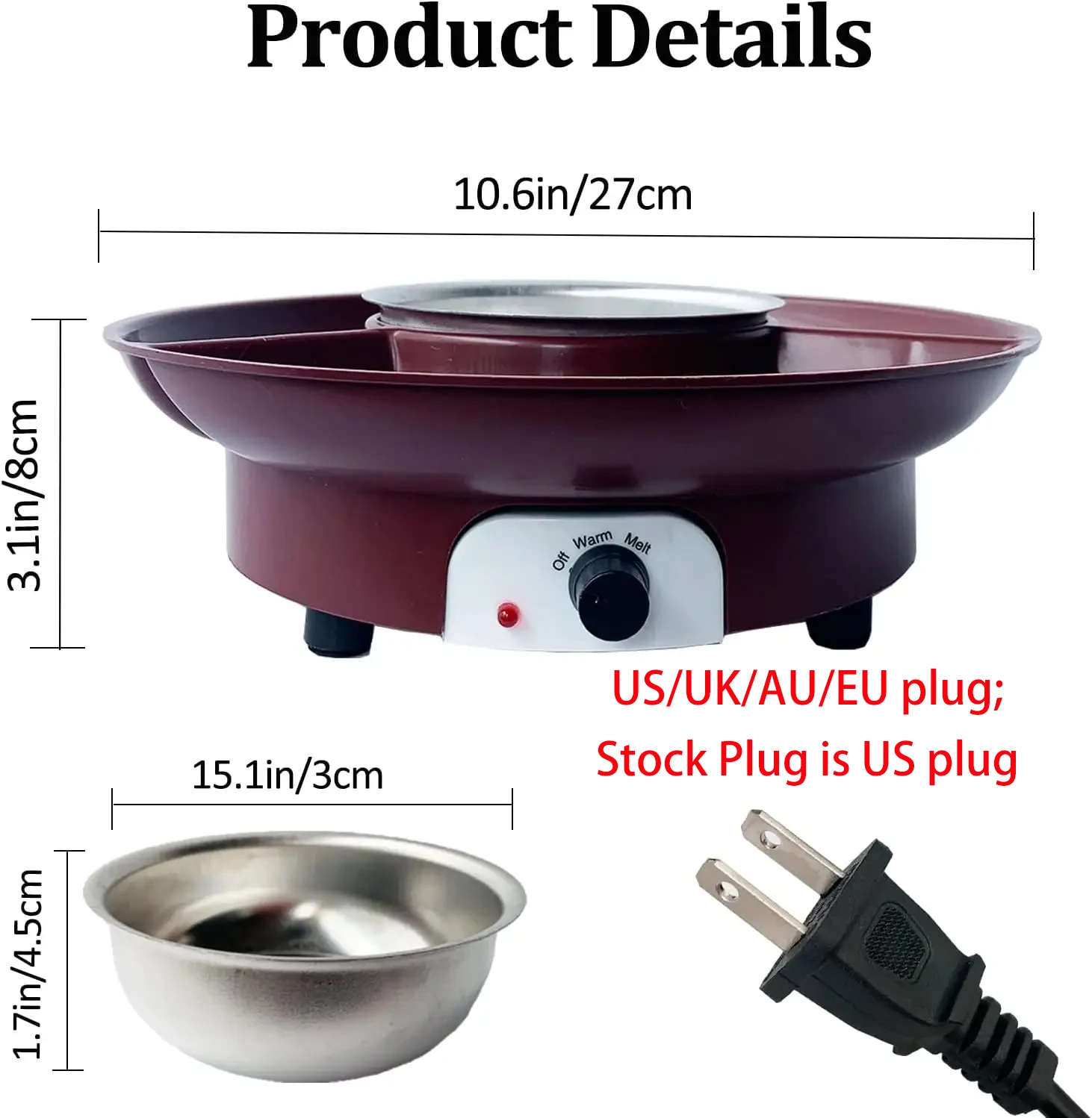 25W Electric Fondue Pot Kit Chocolate Fondue Maker Electric Fondue Set with 4 Forks and Tray