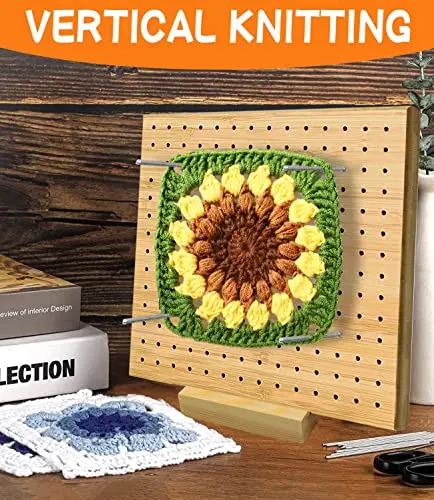 Bamboo Board for Knitting Crochet and Granny Squares Blocking Board for Knitting and Crochet Projects Handcrafted Knitting