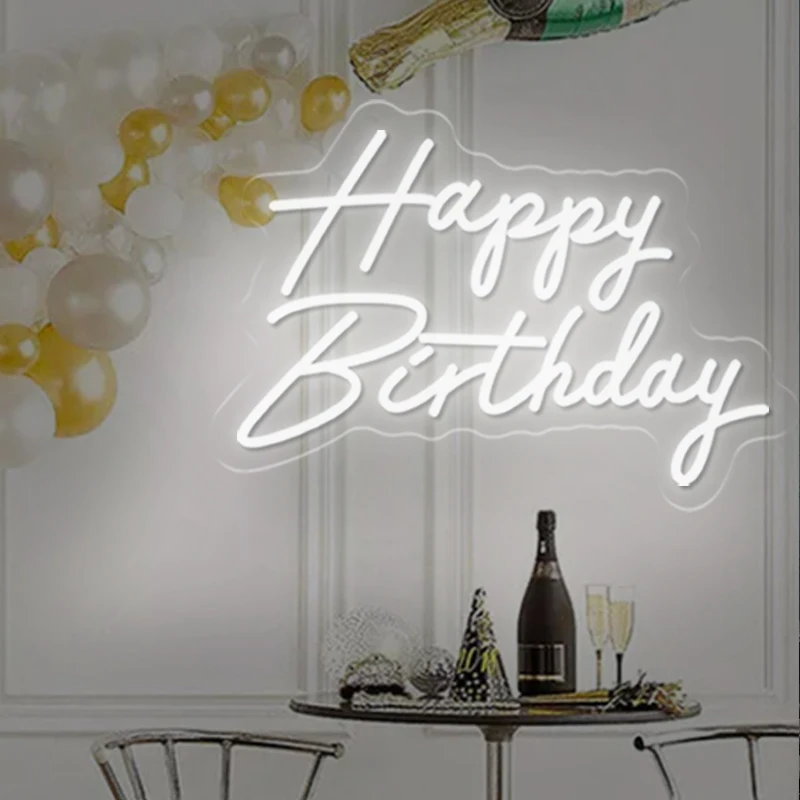 Hot Sale Dropshipping Waterproof Lets Party Custom Happy Birthday Neon Sign Led Light For Room Party Decor