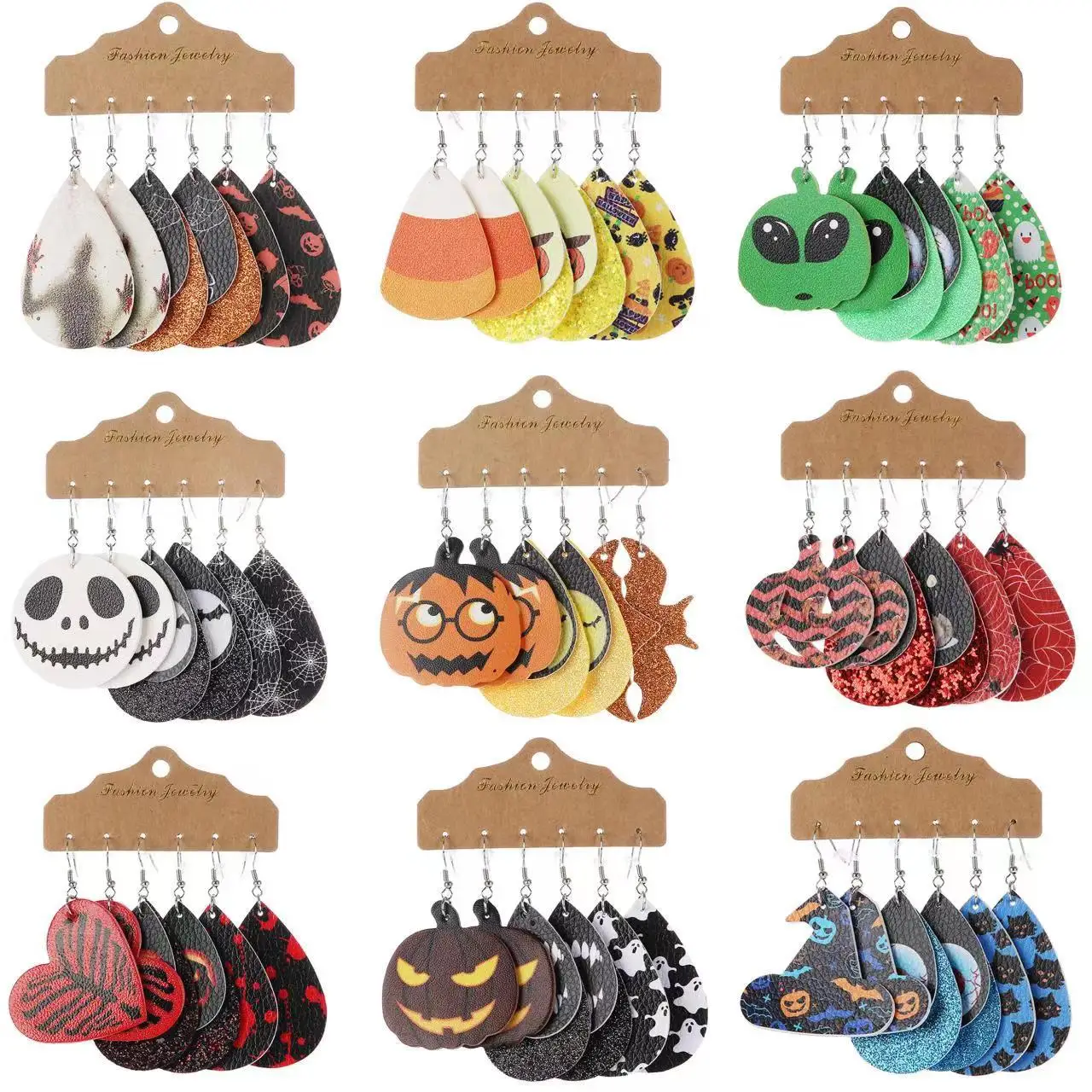 3 pair Halloween Earrings Halloween Jewelry Horror Thriller Clown Bloodstain Charm set