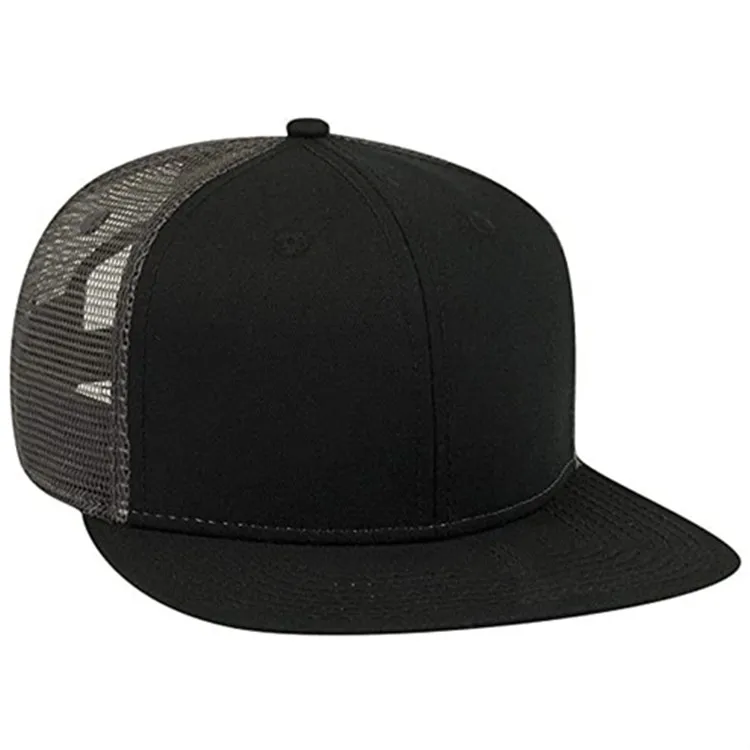Custom trucker caps hats flat brim blank trucker snapback caps