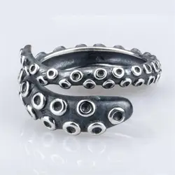 cheap wholesale 925 sterling silver Gothic Deep sea squid Octopus finger Adjustable rings