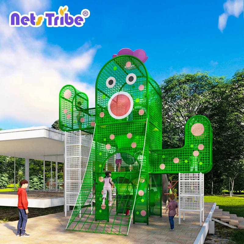 CE ASTM Factory new design outdoor games kids rope climbing net  with slide for outdoor playground