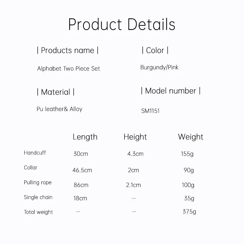 High Quality SM Leather Erotica Set  Alphabet Bondage Collar Handcuffs Other Adult Sex Products