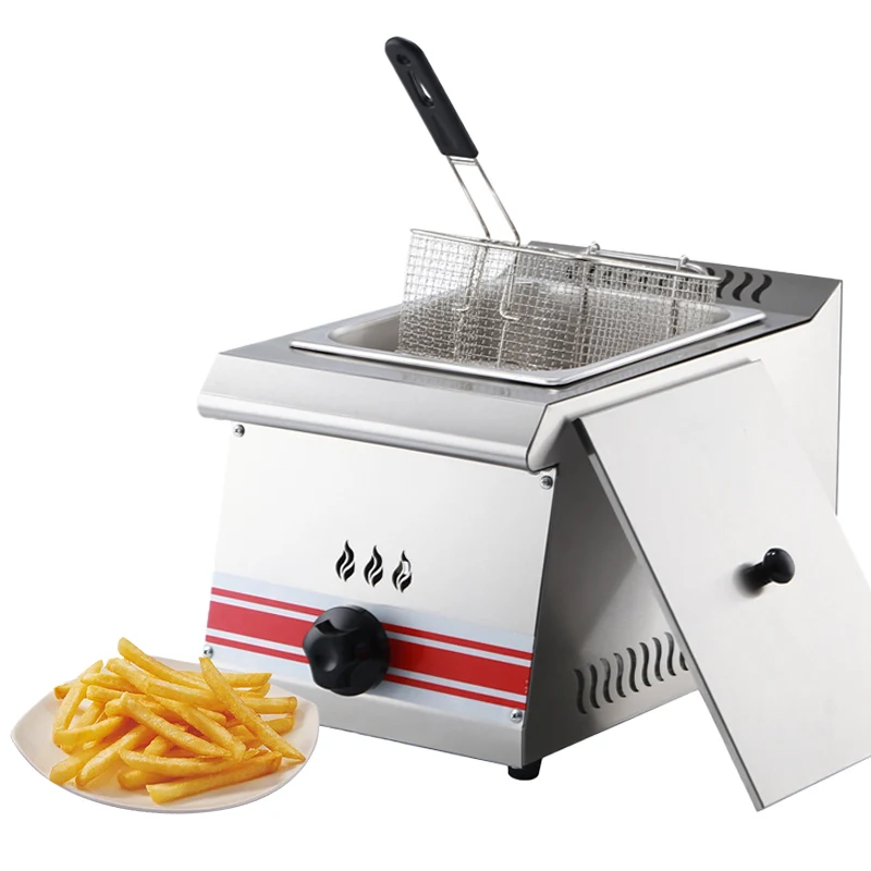 Stainless Steel Gas Chips Deep Fryer for Restaurant KFC fast food shop with Temperature Thermostat and Gas Safety