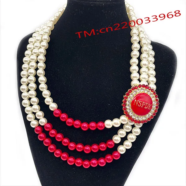 Custom Greek Letters Sorority Bracelets fashion Sigma Gamma Rho Red enamel NSPDK Soror charms Yellow Pearl Beads Bracelet