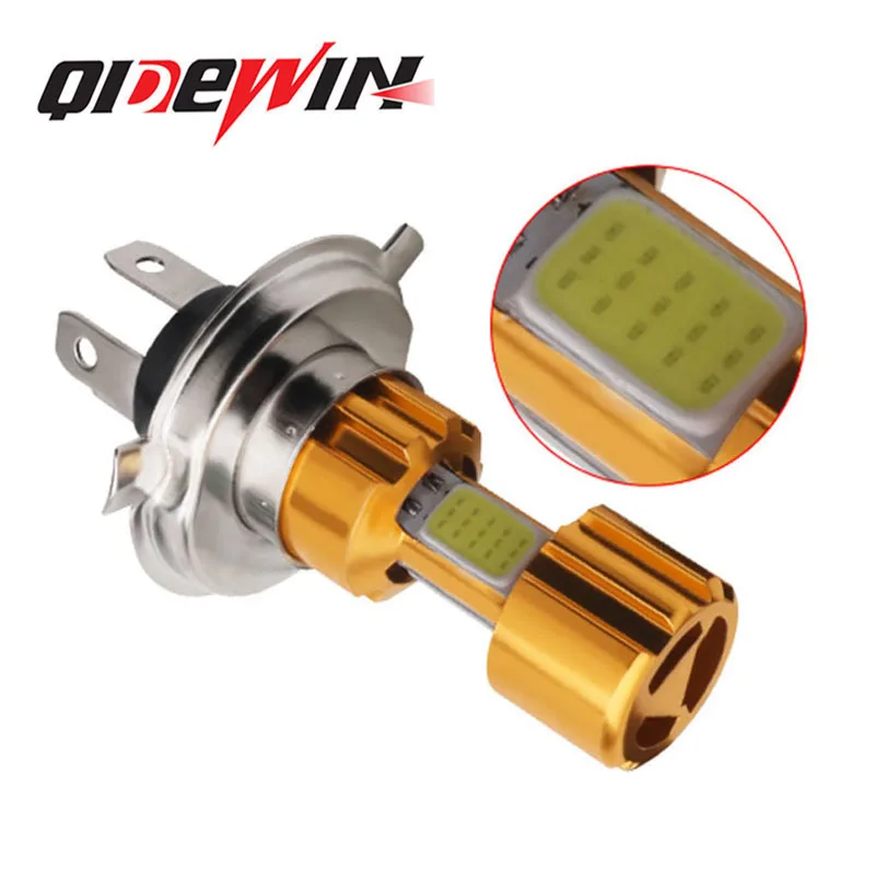Лампа для мотоцикла H4/P15D/BA20D, дальний и ближний свет, водонепроницаемая, для моторных велосипедов, COB чипы, 18 Вт