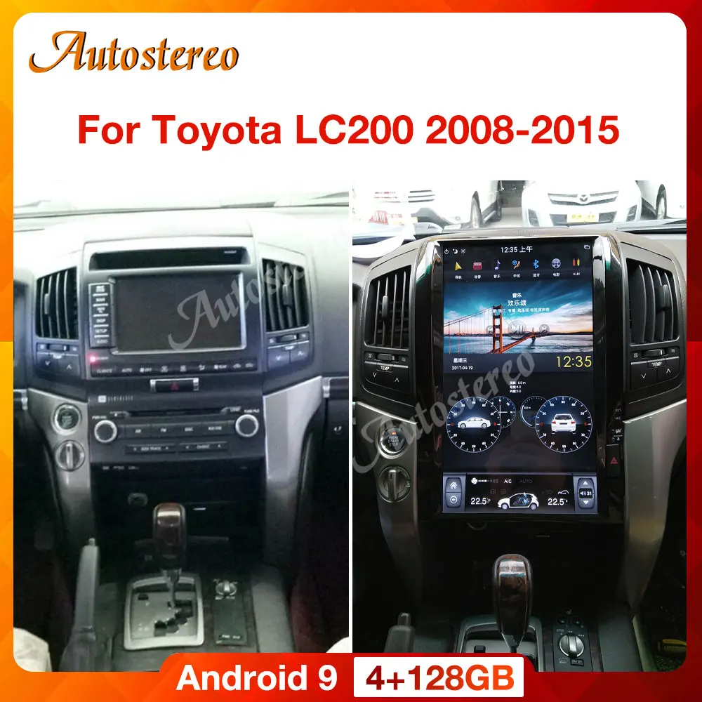 For Toyota Land Cruiser GX GXR VX VXR LC200 2008-2015 Tesla Screen Android 9.0 Car Multimedia Radio Player Auto GPS Navigation