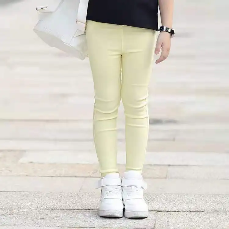 Детские однотонные брюки детская одежда детские весенне-осенние с карманами узкие леггинсы для девочек красивые яркие цвета