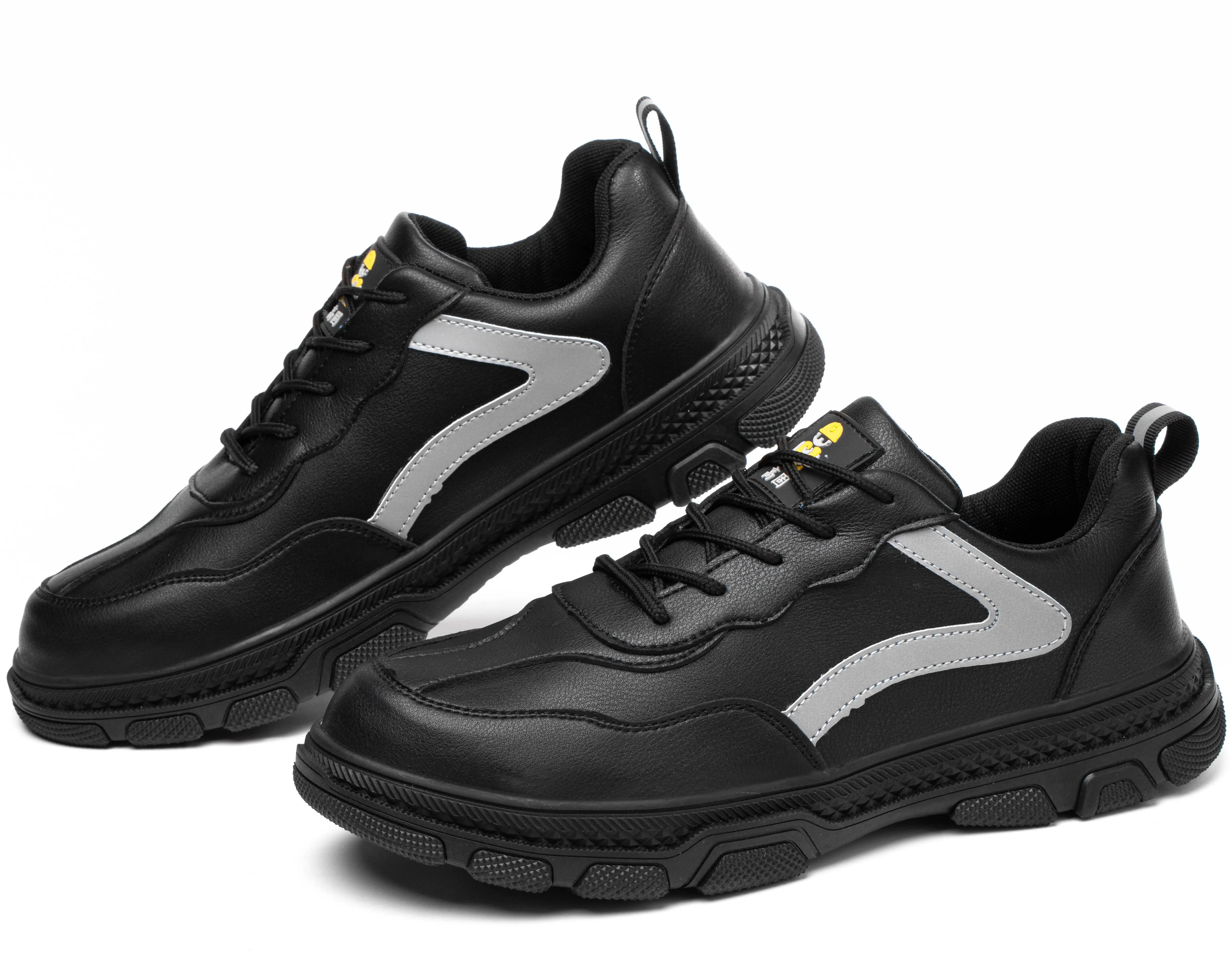 JIANKUN Microfiber leather breathable waterproof anti-puncture sports steel toe workmans rubber safety shoes for men industrial